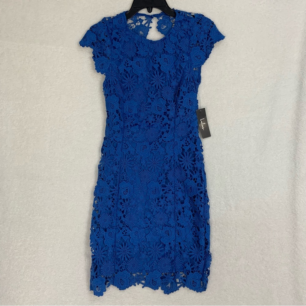 Lulus Romance Language Backless Lace Dress Mini Floral  Cap Sleeve NWT Size S